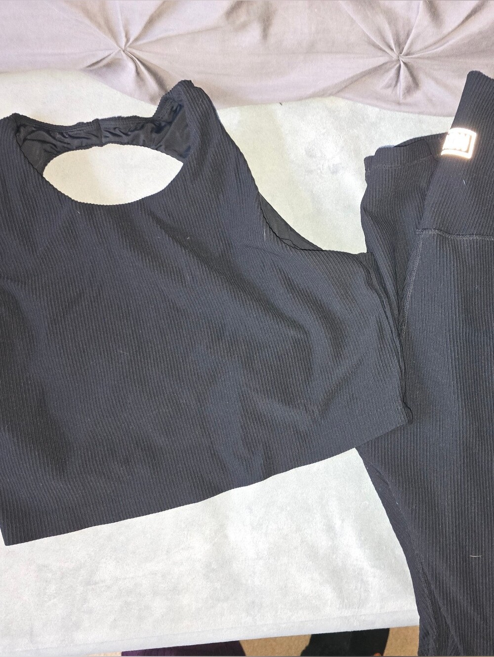 DIXXON Black Ribbed Crop Tank with High-Waist Leggings